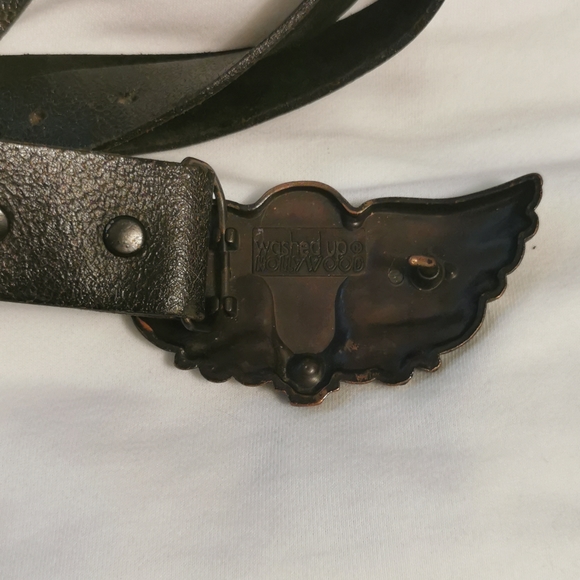 Belt and belt buckle. Washed Up Hollywood. Brass, black, and crystal. - Picture 2 of 2